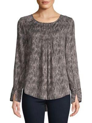 H Halston Pintuck Vented-cuff Top