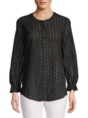 Imnyc Isaac Mizrahi Laser-cut Cotton Top