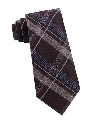 Michael Kors Hudson Plaid Woven Silk-blend Tie
