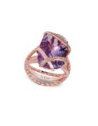 Levian Diamond, Amethyst And 14k Rose Gold Cocktail Ring