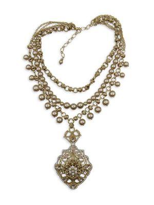 Belle By Badgley Mischka Fairytale Crystal And Faux Pearl Pendant Necklace