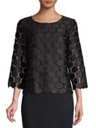 Anne Klein Geometric Three-quarter Sleeve Top