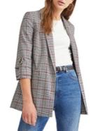 Miss Selfridge Checked Tab Sleeve Blazer