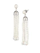 Carolee Rise & Shine Pearl & Crystal Tassel Earrings