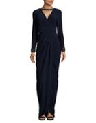 Adrianna Papell Beaded Jersey Wrap Gown