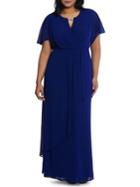 Xscape Plus Chiffon Faux-wrap Gown