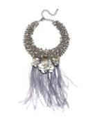 Badgley Mischka Pearl And Feather Statement Necklace
