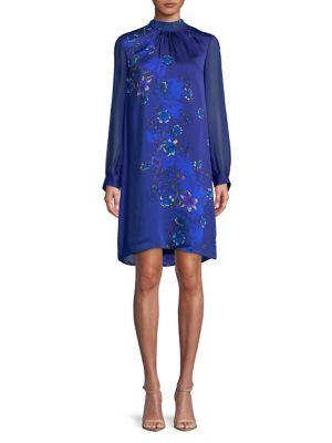 Elie Tahari Printed Long Sleeve Shift Dress