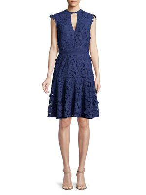Shoshanna Floral Lace Cutout Fit-&-flare Dress