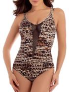 Miraclesuit Wild Side Mesh Printed V-neck Swimsuit