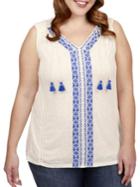 Lucky Brand Plus Plus Embroidered Tank Top