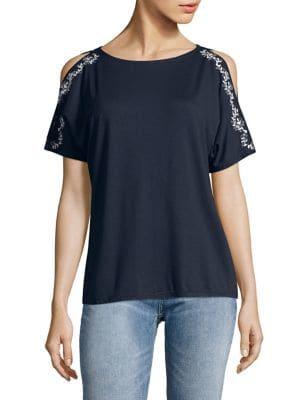 Jones New York Dolman-sleeve Cold-shoulder Top