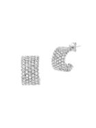 Lord & Taylor Rhodium-plated Sterling Silver & Pave Crystal Huggie Earrings