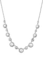Marchesa Rhodium-plated And Crystal Frontal Necklace