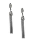 Vince Camuto Statement Tassels Crystal And Hematite-plated Seed Bead Fringe Drop Earrings