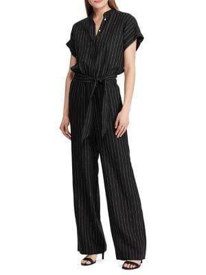 Lauren Ralph Lauren Pinstripe Linen Blend Jumpsuit