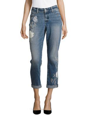 Nydj Embroidered Cuffed Cropped Jeans