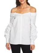 1.state Long-sleeve Off-the-shoulder Button-down Top