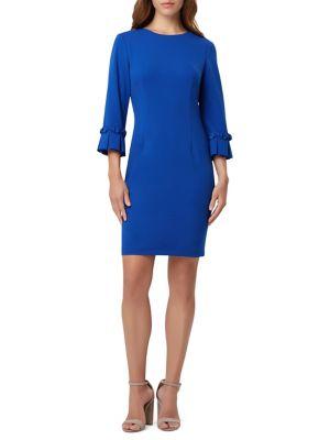 Tahari Arthur S. Levine Petite Pleated Three-quarter Crepe Dress