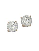 Lord & Taylor 18 Kt Gold Plated Solitaire Cubic Zirconia Stud Earrings