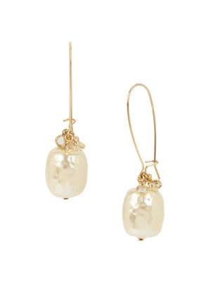 Miriam Haskell Goldtone Beaded Long Drop Earrings