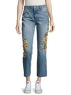 Free People Embroidered Ankle Jeans