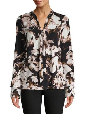 Karl Lagerfeld Paris Floral Long-sleeve Blouse