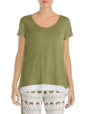 Ellen Tracy Split-back Contrast-hem Tee