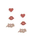 Kate Spade New York Set Of Three Crystal Love Stud Earrings
