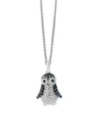 Effy Black Sapphire, White Sapphire And Sterling Silver Pendant Necklace