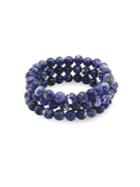 Lord & Taylor Sterling Silver And Sodalite Three-row Bracelet