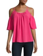 French Connection Solid Cold-shoulder Pullover Top