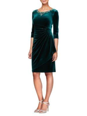 Alex Evenings Embellished Stretch Velvet Sheath Dress