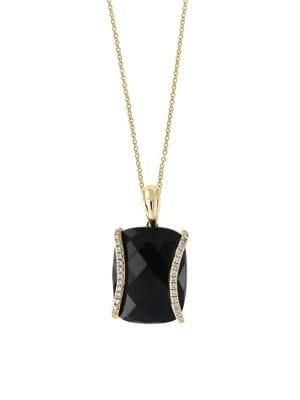 Effy Eclipse 14k Yellow Gold, Diamond And Onyx Pendant Necklace