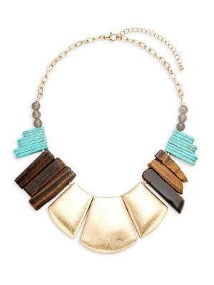 Design Lab Goldtone Beaded Bib Necklace