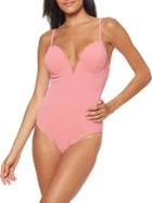Jessica Simpson One-piece Scalloped V-neck Swimsuit