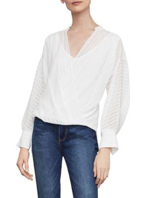 Bcbgmaxazria Striped Faux Wrap Blouse