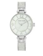 Anne Klein Silvertone White Enamel Bangle Watch, Ak-2211wtsv