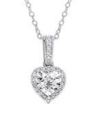 Sonatina Diamond And Sterling Silver Halo Heart Pendant Necklace