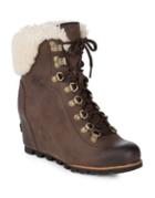 Sorel Conquest Wedge Leather Boots With Faux Fur