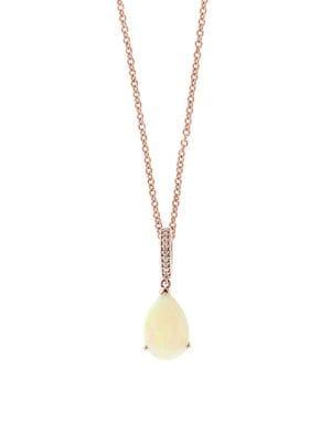 Effy 14k Rose Gold, Opal & Diamond Pendant Necklace