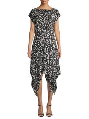 Vince Camuto Abstract-print Handkerchief Midi Dress