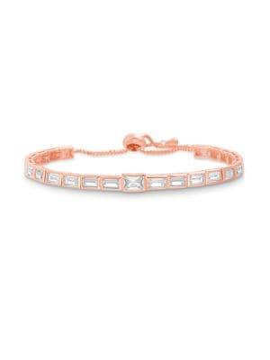 Lord & Taylor Rose Goldplated Sterling Silver And Baguette Cubic Zirconia Slider Bracelet