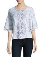 Lord & Taylor Tassel Printed Cotton Top