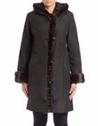 Gallery Faux Fur-trimmed Hooded Coat