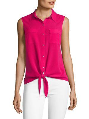 Jones New York Sleeveless Tie Front Blouse