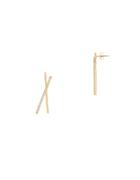 Lord & Taylor Diamonds And 14k Yellow Gold Linear Stick Earrings