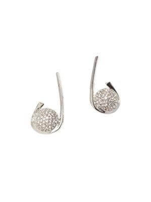 Vince Camuto Silvertone And Crystal Fireball Loop Earrings