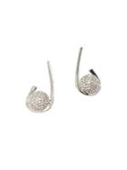 Vince Camuto Silvertone And Crystal Fireball Loop Earrings