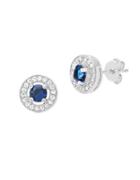 Lord & Taylor Cubic Zirconia Round Sapphire Stud Earrings